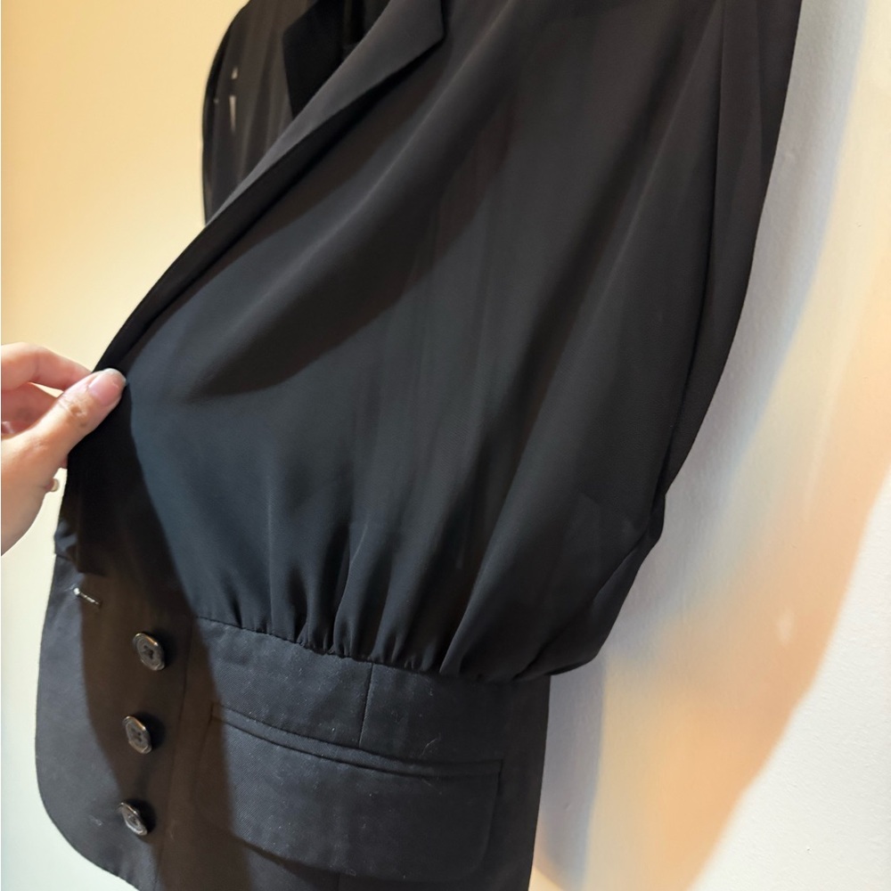 EUC Guess Black Blazer with Sheer Accents - Picture 6 of 7